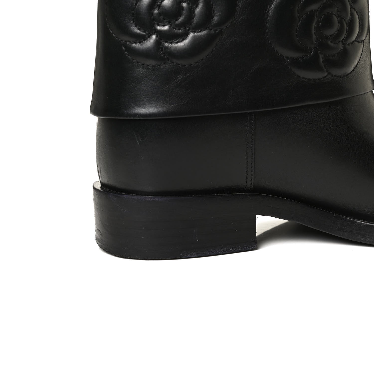 Chanel Calfskin Camellia Short Boots 38 Black 13 of 13
