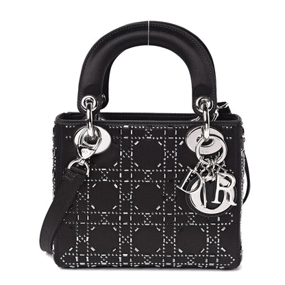 Christian Dior Satin Crystal Cannage Mini Lady Dior Black 1 of 10