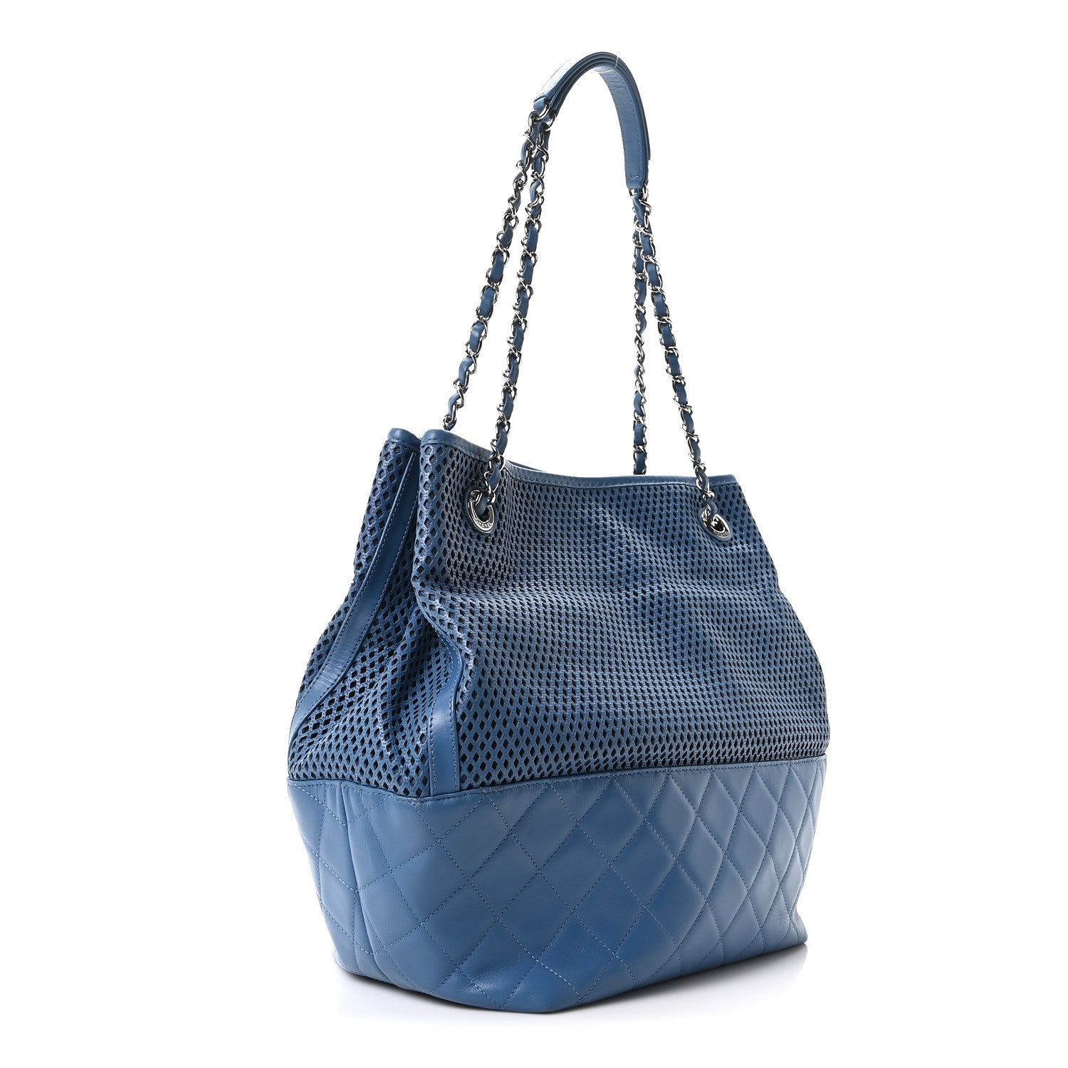 Chanel Calfskin Perforated Up In The Air North South Tote Blue 3 of 10