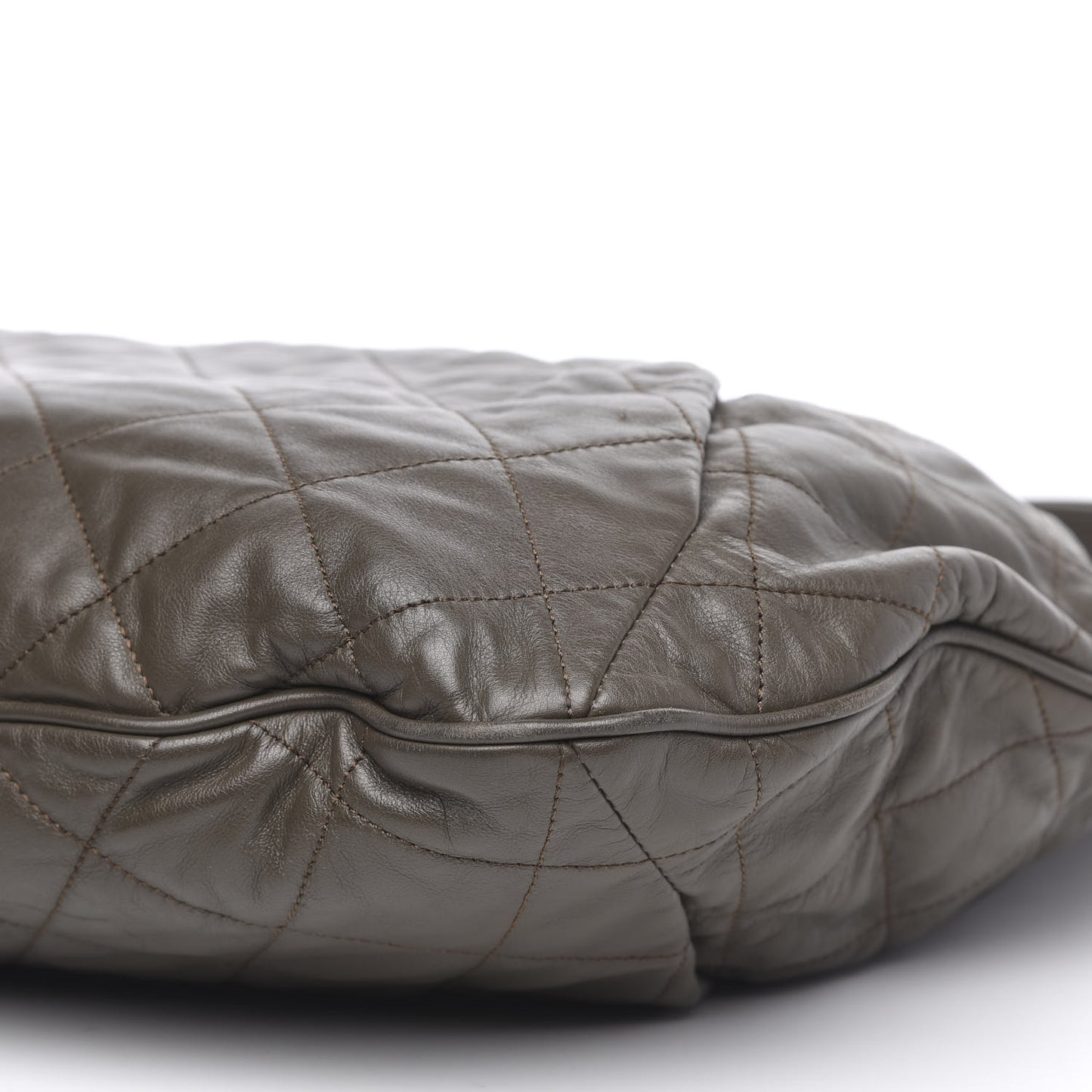 Calfskin Coco Pleats Hobo Khaki