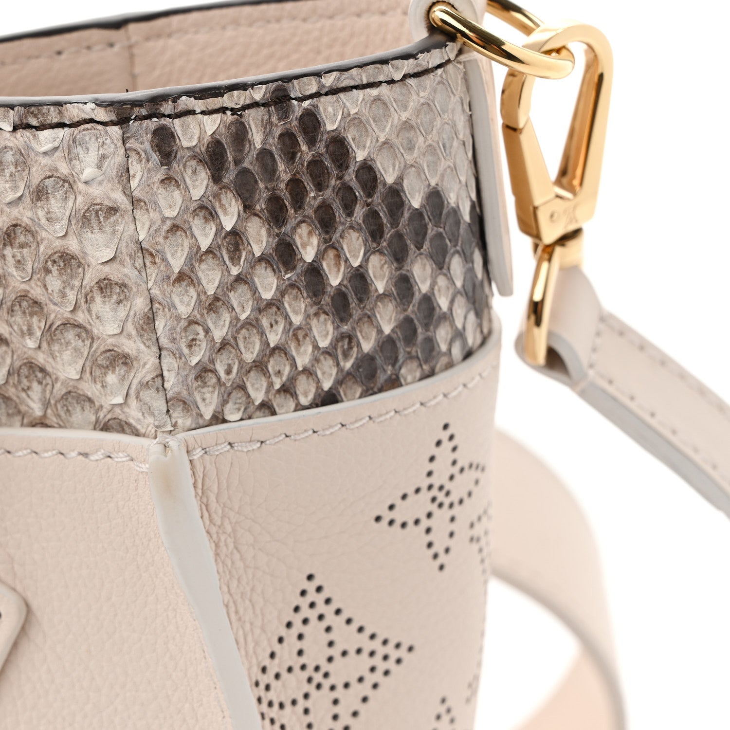 Louis Vuitton Calfskin Karung Snakeskin Mahina On My Side PM Quartz White 11 of 14