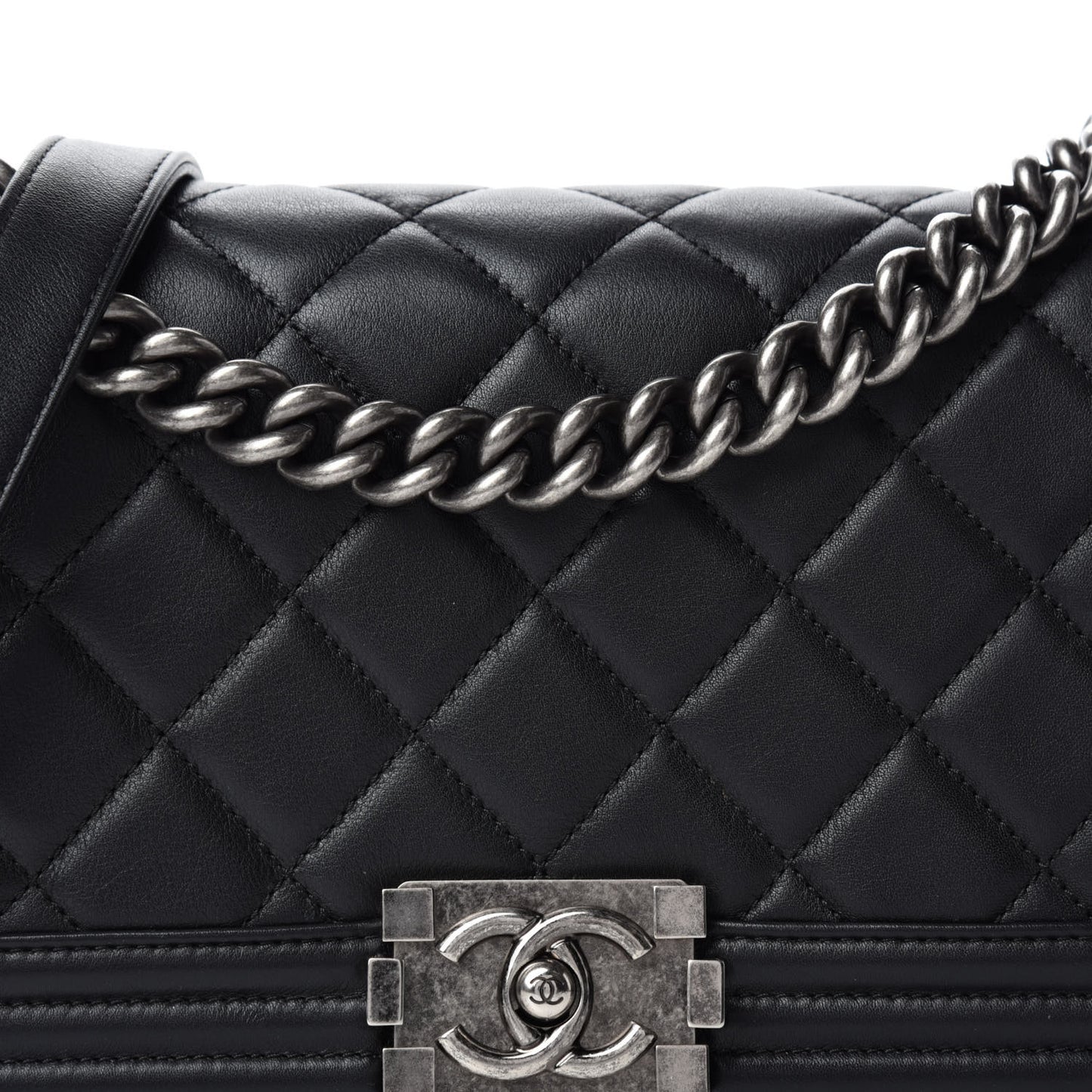 Calfskin Quilted Medium Boy Flap Black