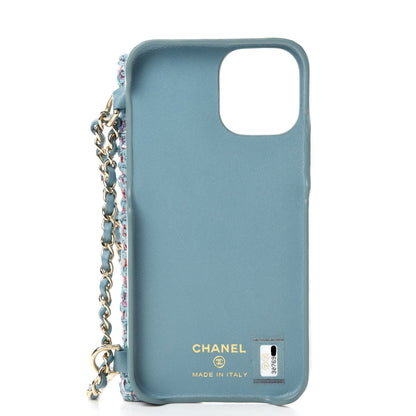 Chanel Tweed Quilted iPhone XII Pro Max Case With Chain Turquoise Purple White Red 5 of 11