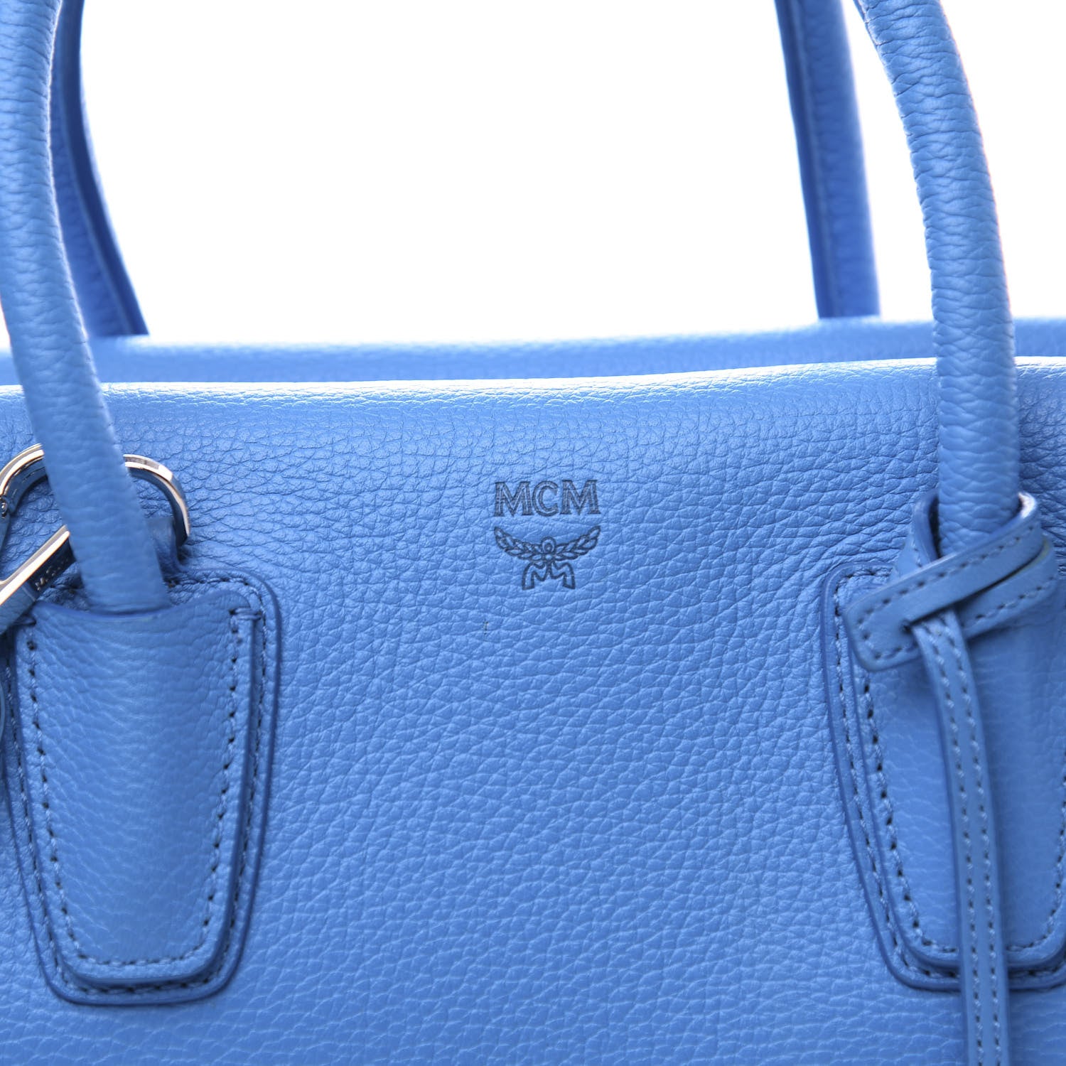 MCM Grained Calfskin Medium Milla Tote Tile Blue 9 of 9