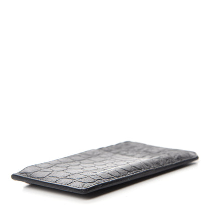 Saint Laurent Calfskin Crocodile Embossed 5 Fragments Zip Pouch Card Holder Black 4 of 8