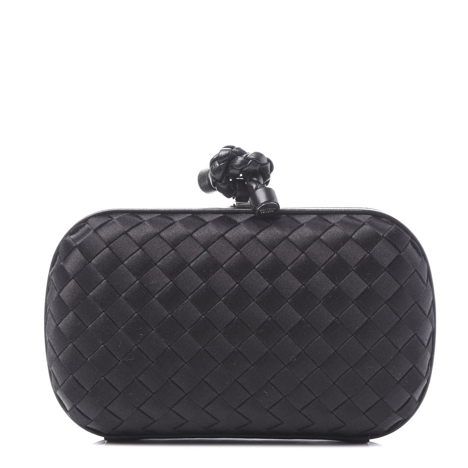 Bottega Veneta Satin Intreccio Impero Knot Clutch Black 1 of 9