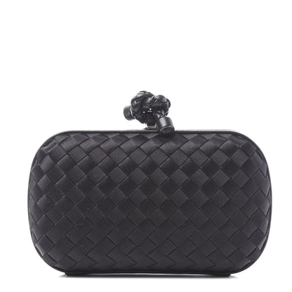 Bottega Veneta Satin Intreccio Impero Knot Clutch Black 1 of 9