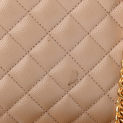 Saint Laurent Grain De Poudre Textured Mixed Matelasse Medium Triquilt Monogram Satchel Dark Beige 10 of 13