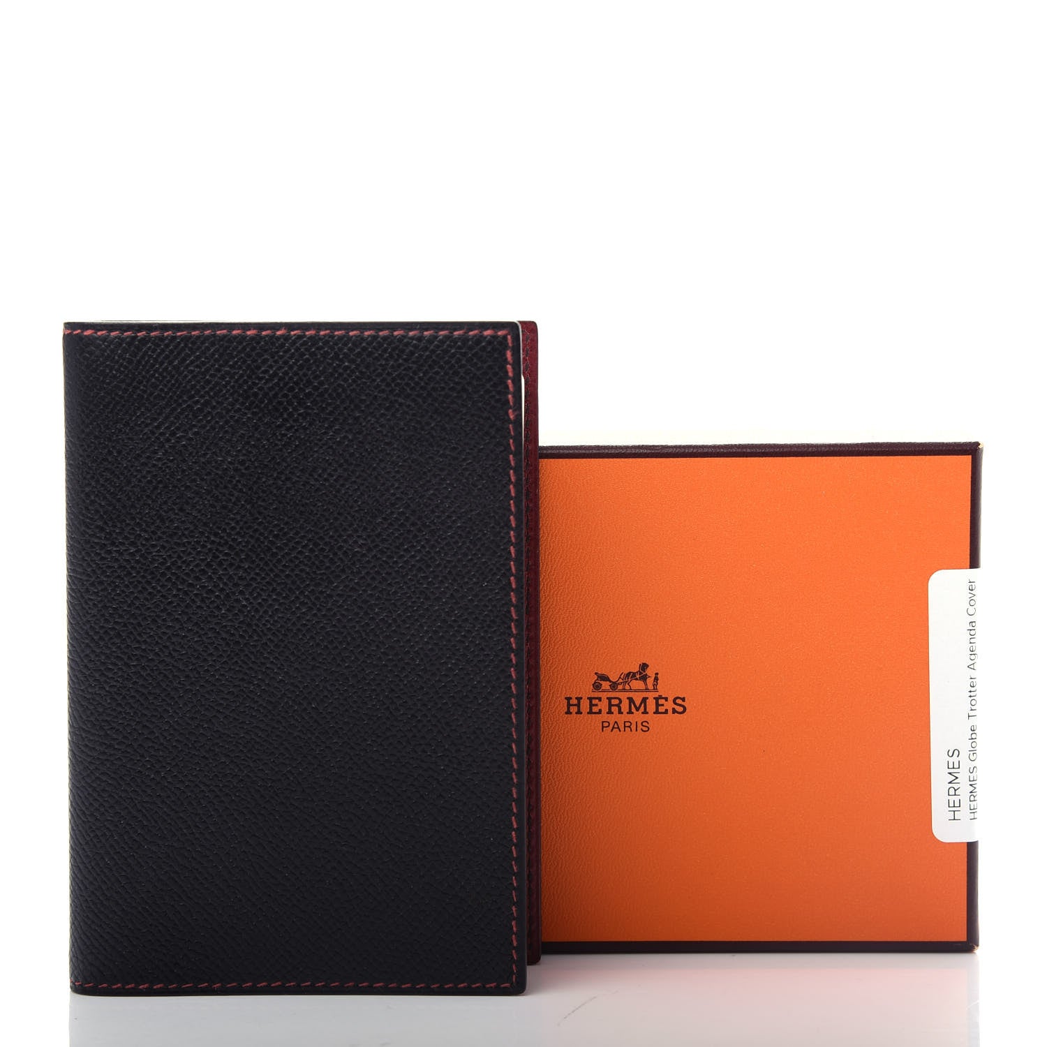Hermes Courchevel Globe Trotter PM Agenda Cover Black Rouge Vif 9 of 9