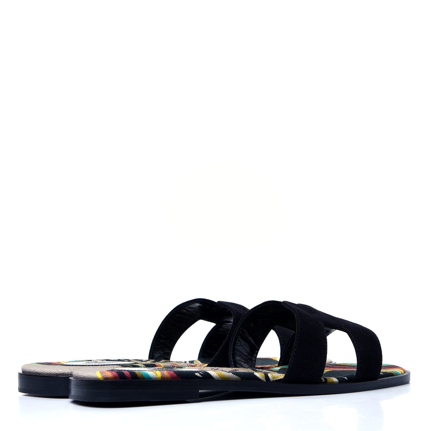 Hermes Suede Goatskin Oran Sandals 38 Black 3 of 10