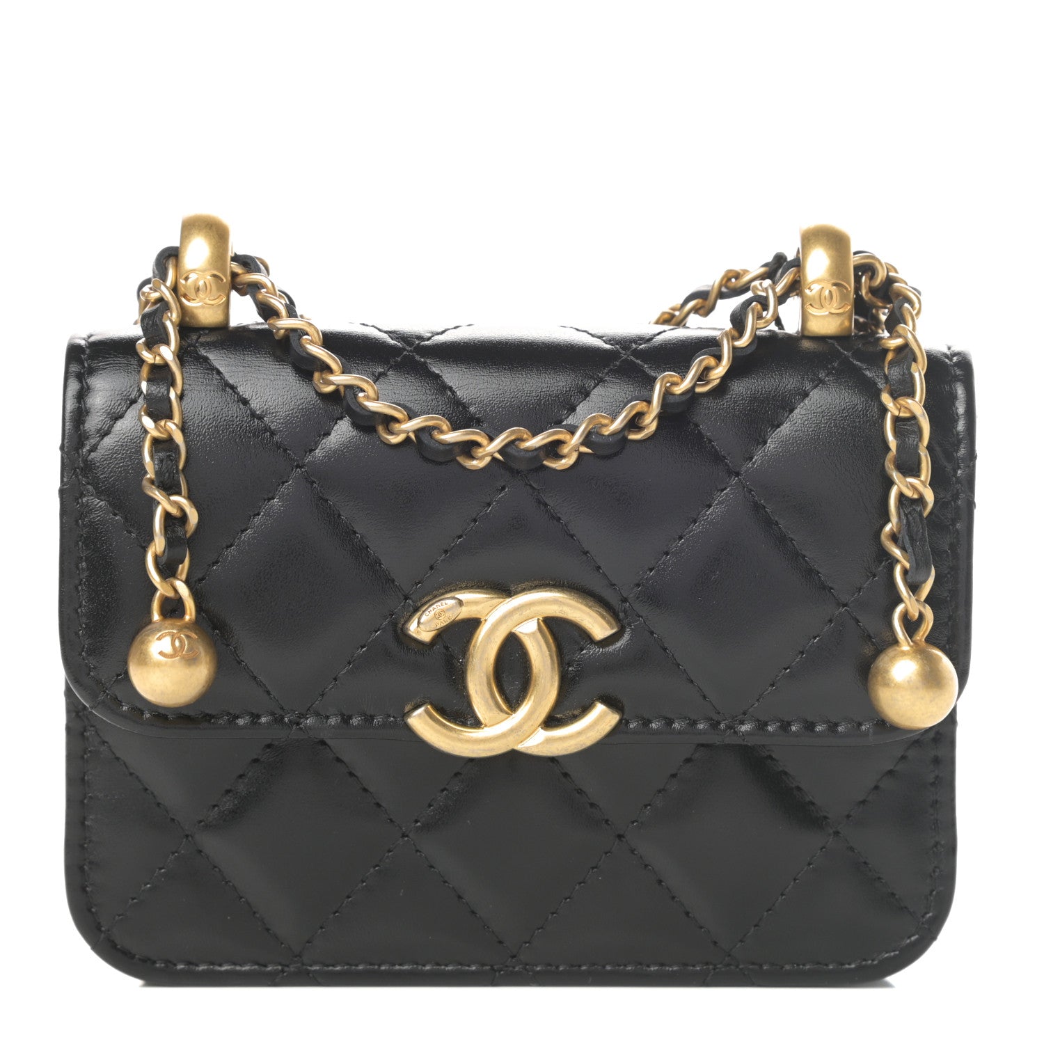 Chanel Calfskin Quilted Perfect Fit Coin Purse With Chain Black 1 of 12