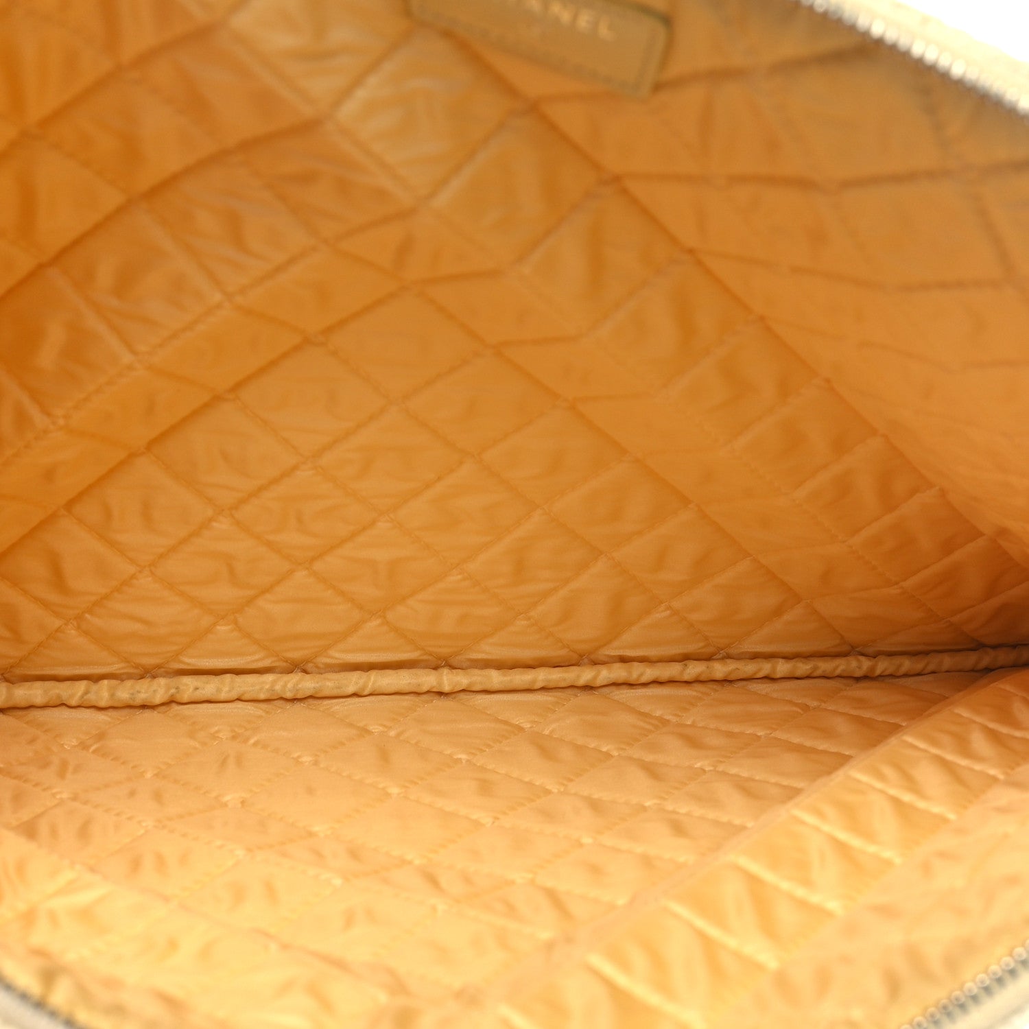 Chanel Woven Straw Raffia Large Deauville Pouch Light Yellow 5 of 7