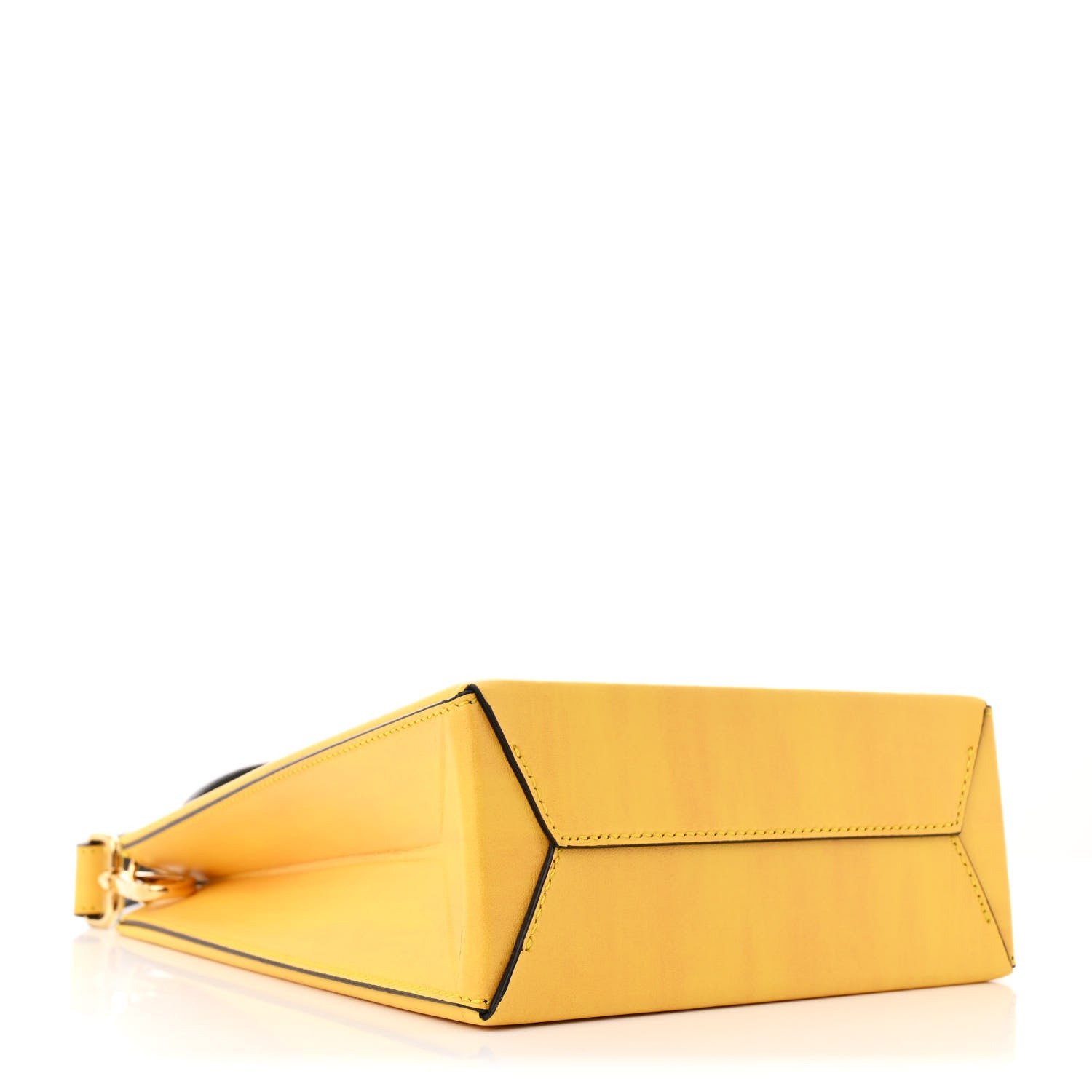 Fendi Vitello Fluffy Logo Small Pack Shopper Tote Yellow Box Black 4 of 11