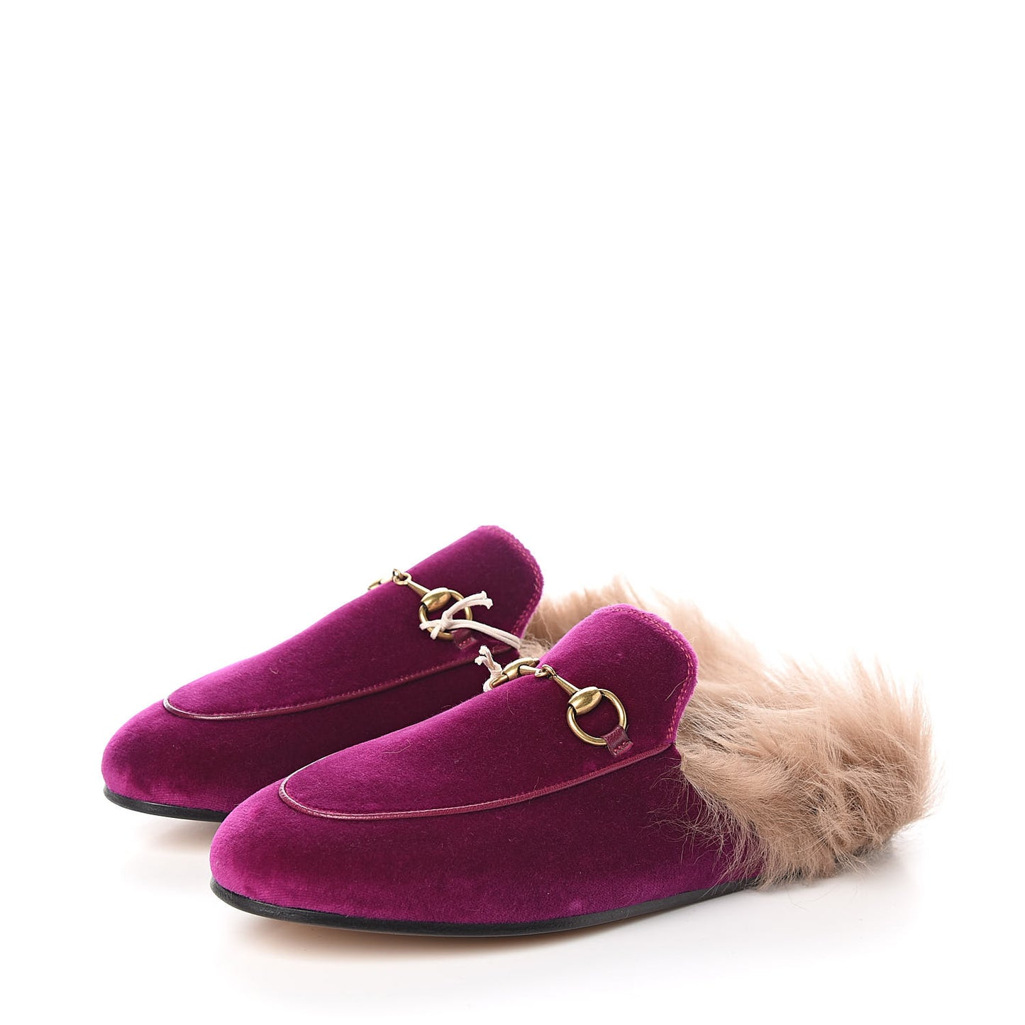Velvet Fur Womens Princetown Slippers 37 Fucsia Violet Cyclamen Natural