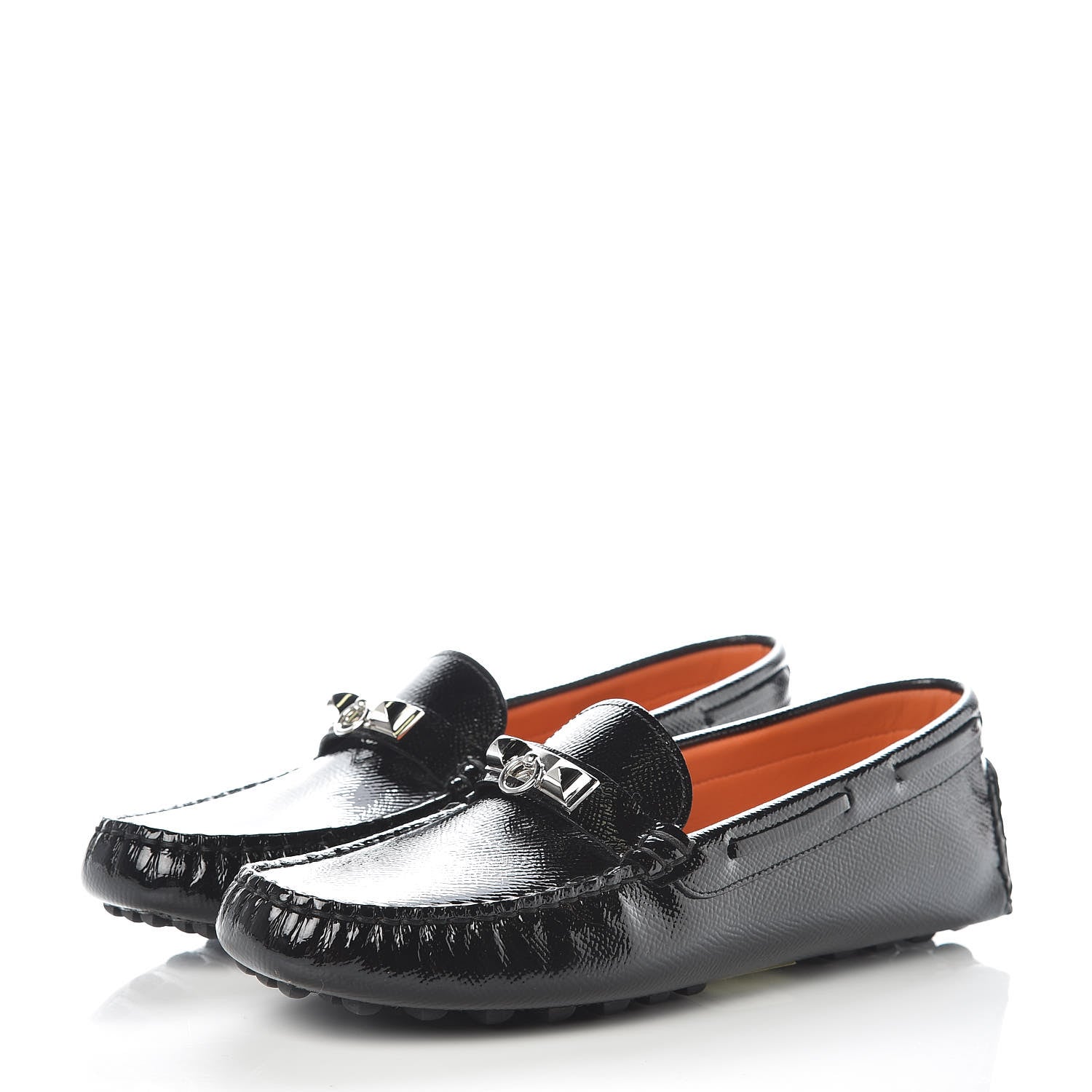 Hermes Patent Epsom Womens Irving Driving Moccasin Loafers 37.5 Black 3 of 8