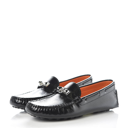 Hermes Patent Epsom Womens Irving Driving Moccasin Loafers 37.5 Black 3 of 8