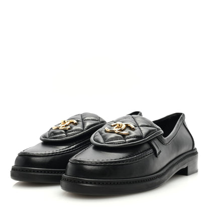 Chanel Lambskin Quilted CC Turnlock Loafers 38.5 Black 3 of 8