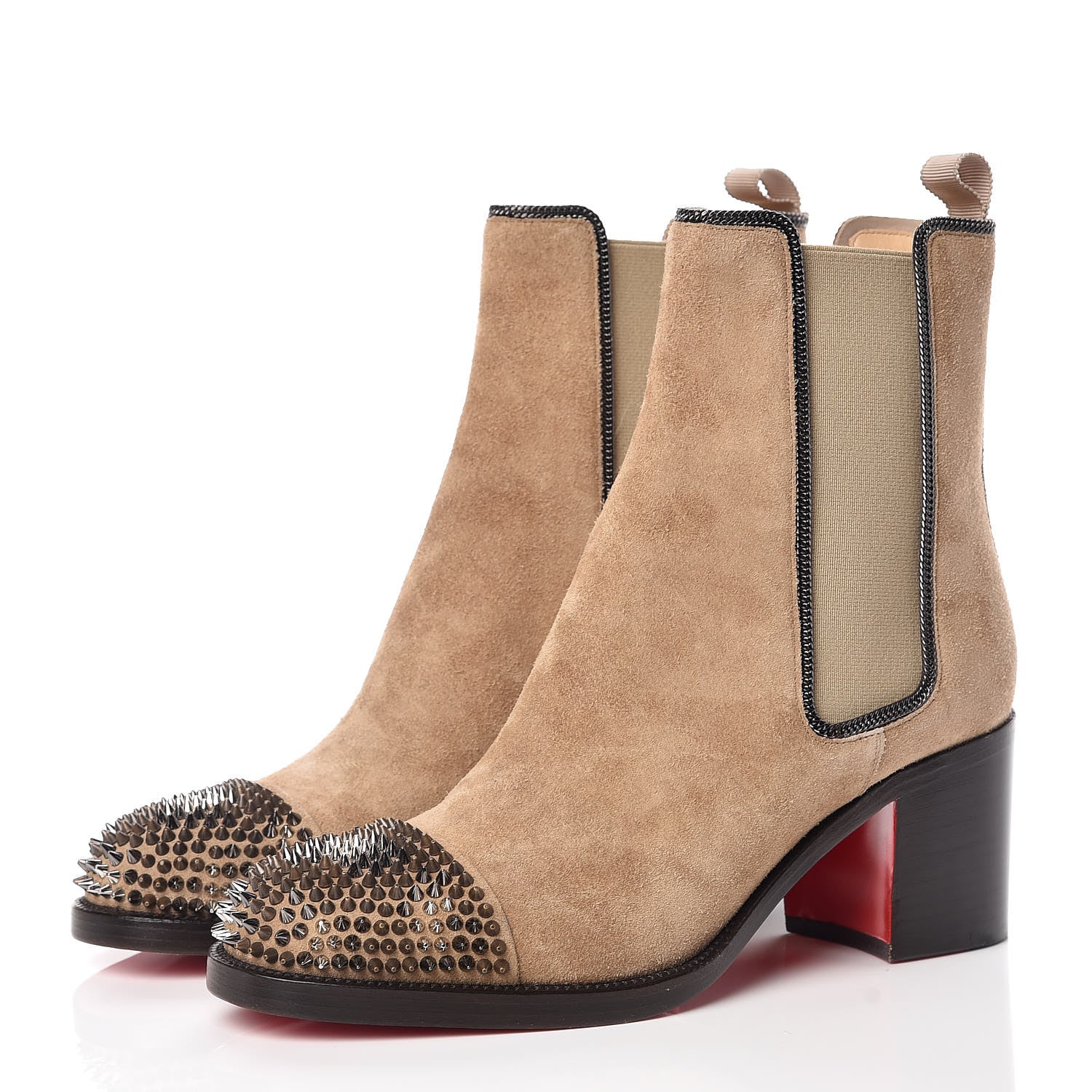 Christian Louboutin Veau Velours Otaboo 70 Chelsea Boots 37.5 Camel 3 of 9