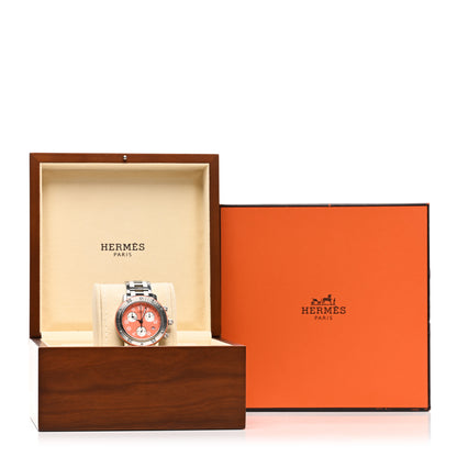 Hermes Stainless Steel 39mm Clipper Chronograph Quartz Watch Orange 5 of 5