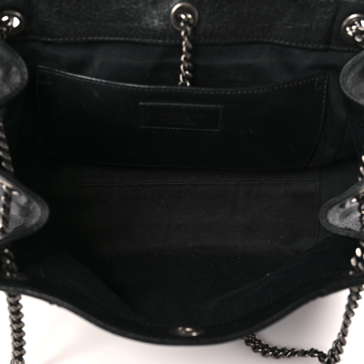 Saint Laurent Pebbled Lambskin Chevron Monogram Small Nolita Black 4 of 9