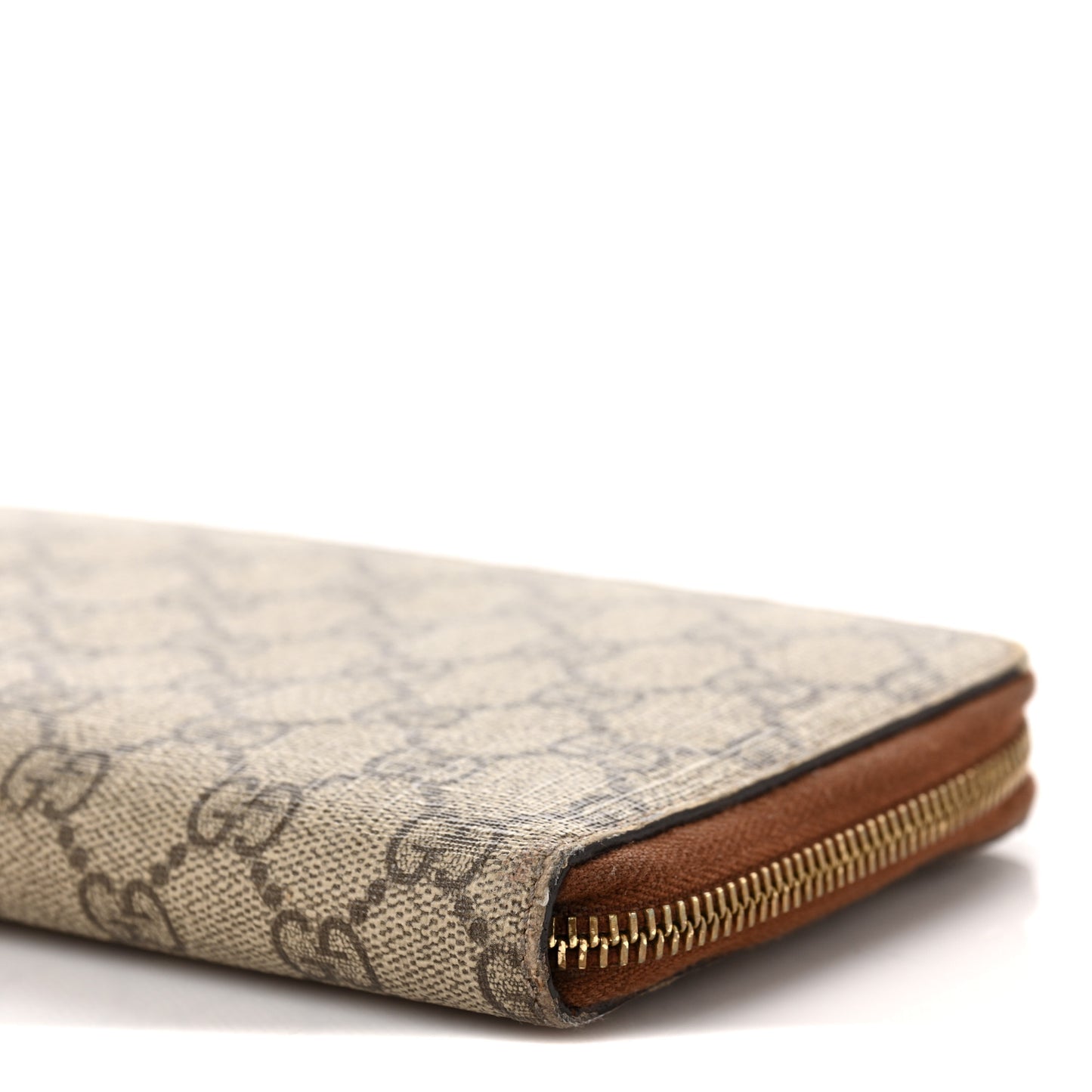 GG Supreme Monogram Cuoio Toscano Zip Around Organizer Wallet Beige Ebony Cuir