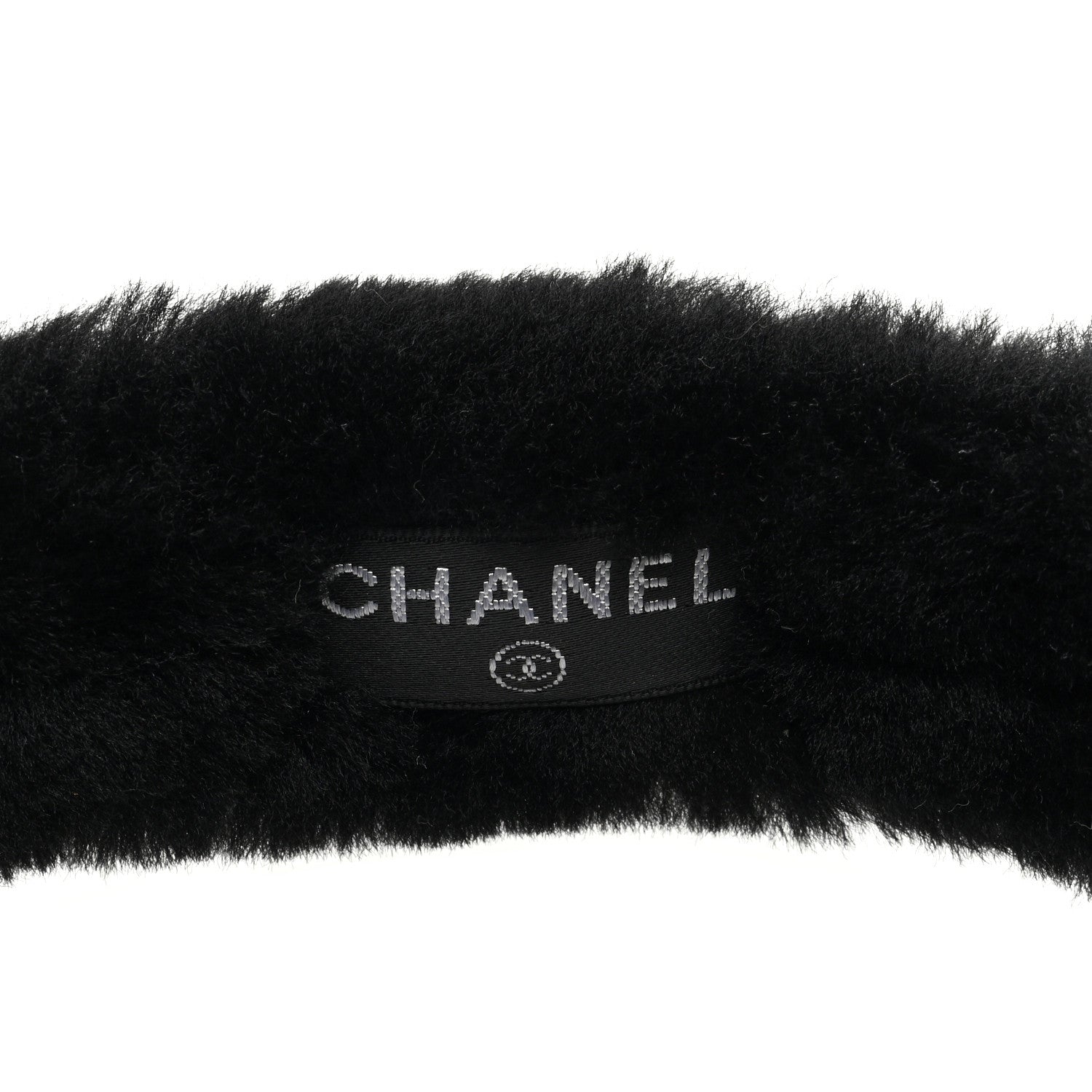 Chanel Shearling CC Ear Muffs Black White 6 of 6