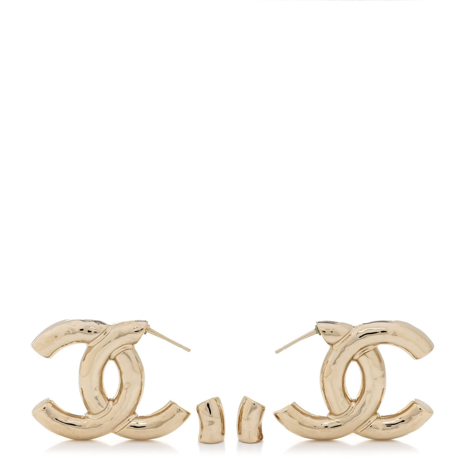 Chanel Metal Large CC Earrings Light Gold 3 of 4