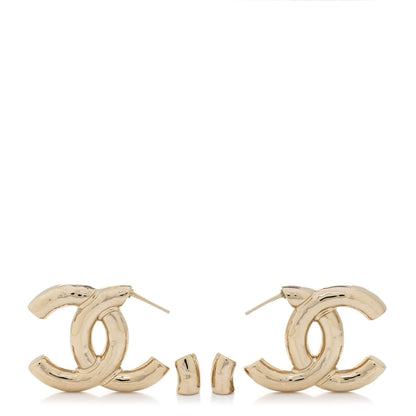 Chanel Metal Large CC Earrings Light Gold 3 of 4