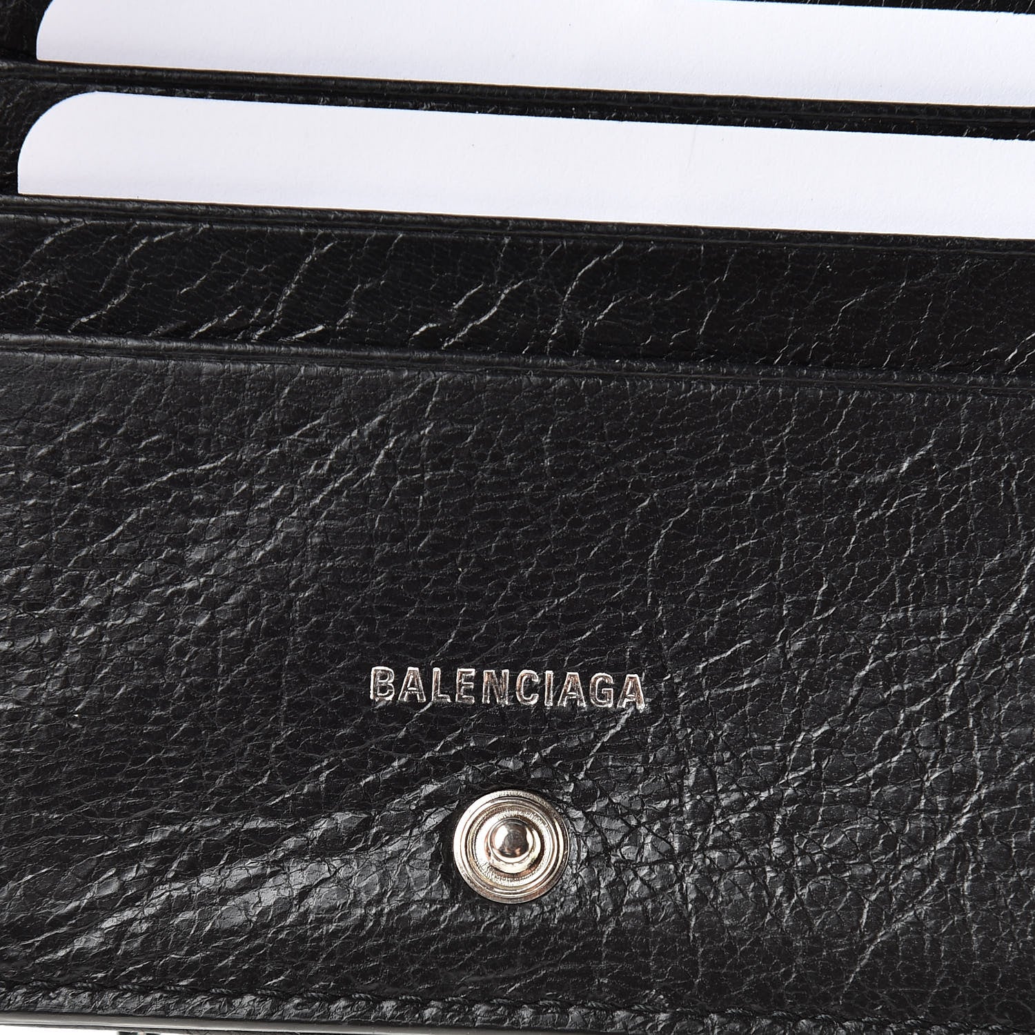 Balenciaga Agneau Classic Silver Hardware Compact Wallet Black 7 of 10