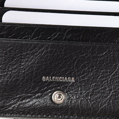 Balenciaga Agneau Classic Silver Hardware Compact Wallet Black 7 of 10