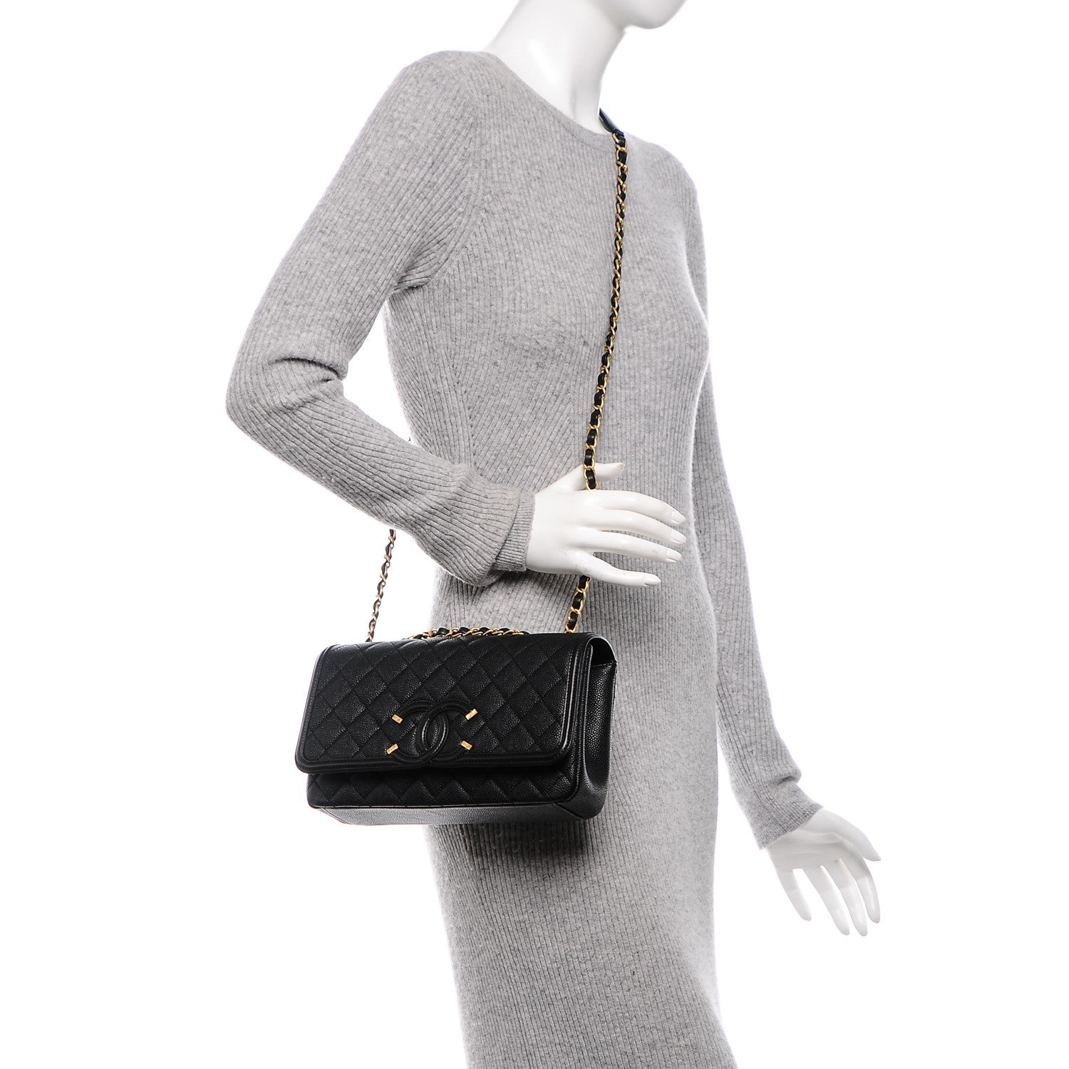 Chanel Caviar Quilted Medium CC Filigree Flap Black 2 of 7