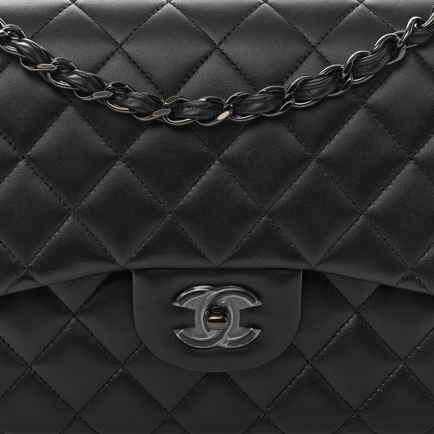 Chanel Lambskin Quilted Jumbo Double Flap So Black 8 of 10