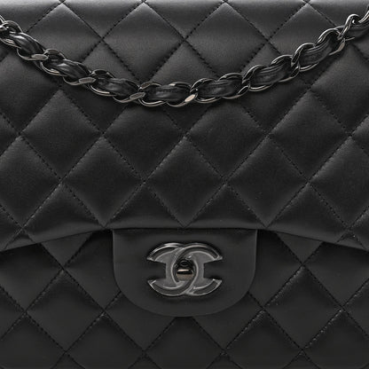 Chanel Lambskin Quilted Jumbo Double Flap So Black 8 of 10