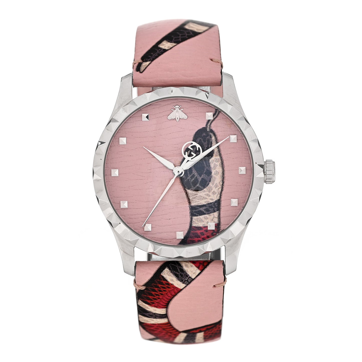 Stainless Steel Calfskin 38mm Le Marche Des Merveilles Snake Quartz Watch Pink
