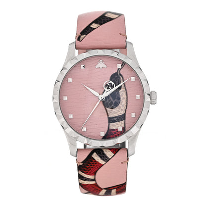 Gucci Stainless Steel Calfskin 38mm Le Marche Des Merveilles Snake Quartz Watch Pink 1 of 5