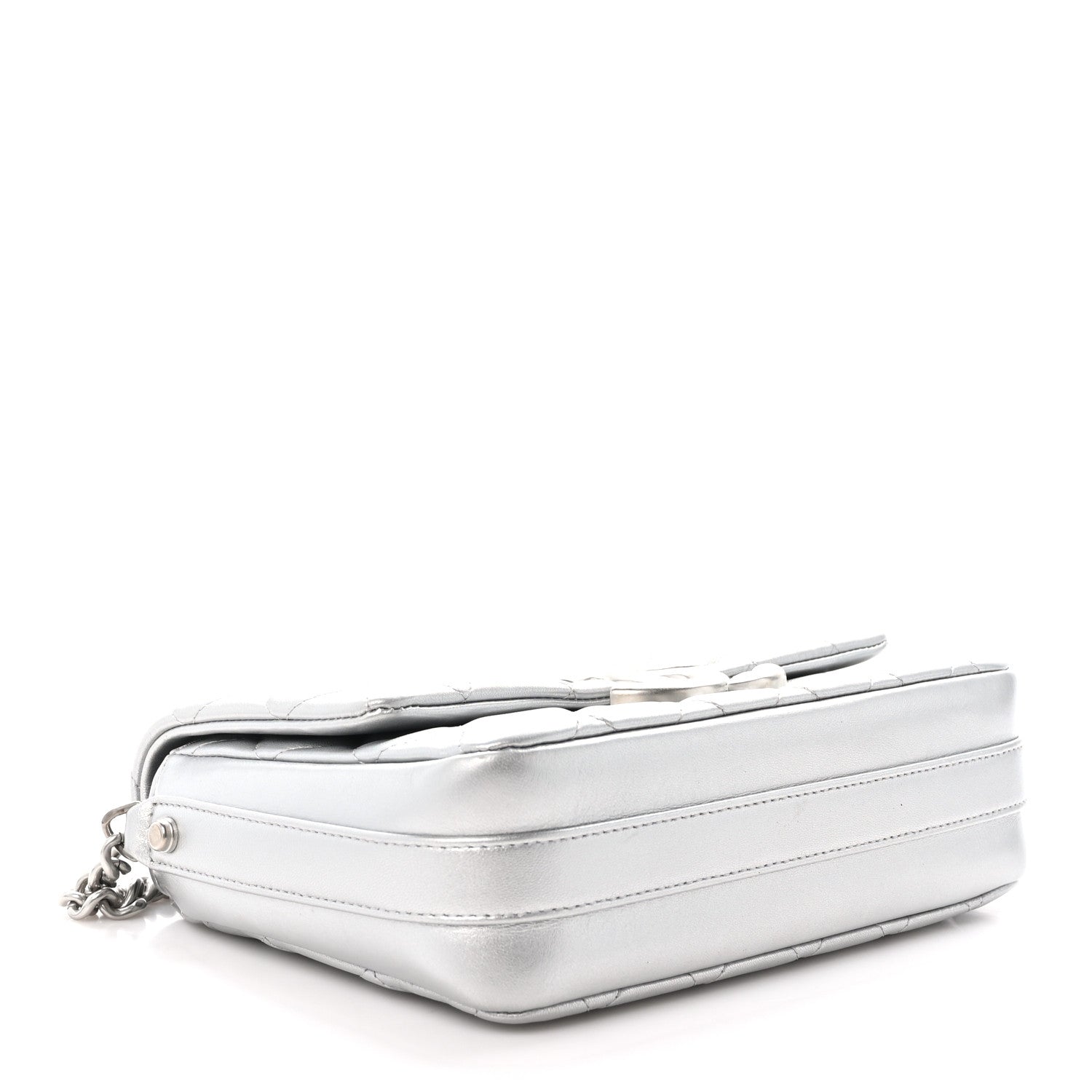Chanel Metallic Lambskin Quilted Mini Maxi CC Flap Argent 4 of 11