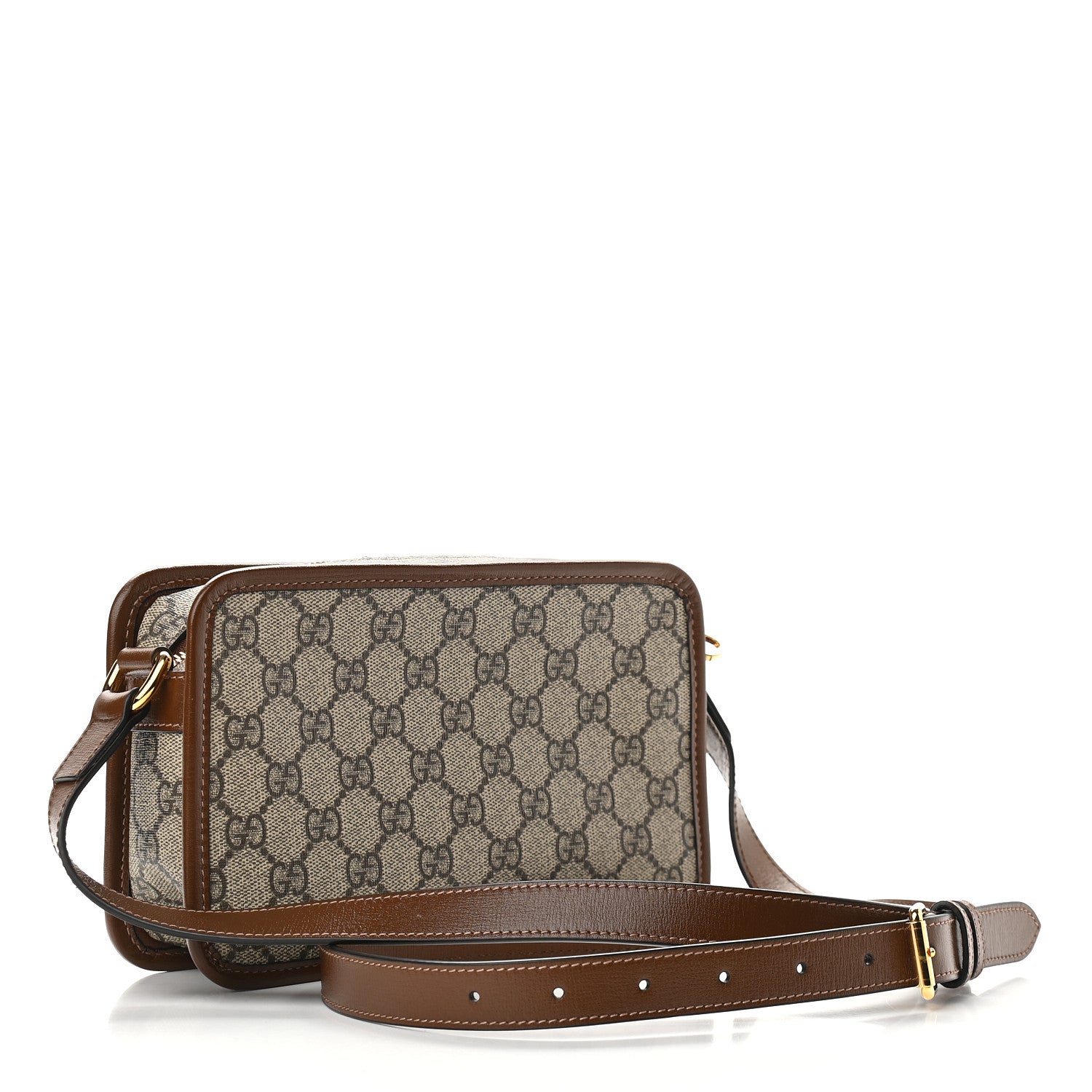 Gucci GG Supreme Monogram Azalea Calfskin Mini Retro Interlocking G Shoulder Bag Beige Ebony Brown Sugar 3 of 9