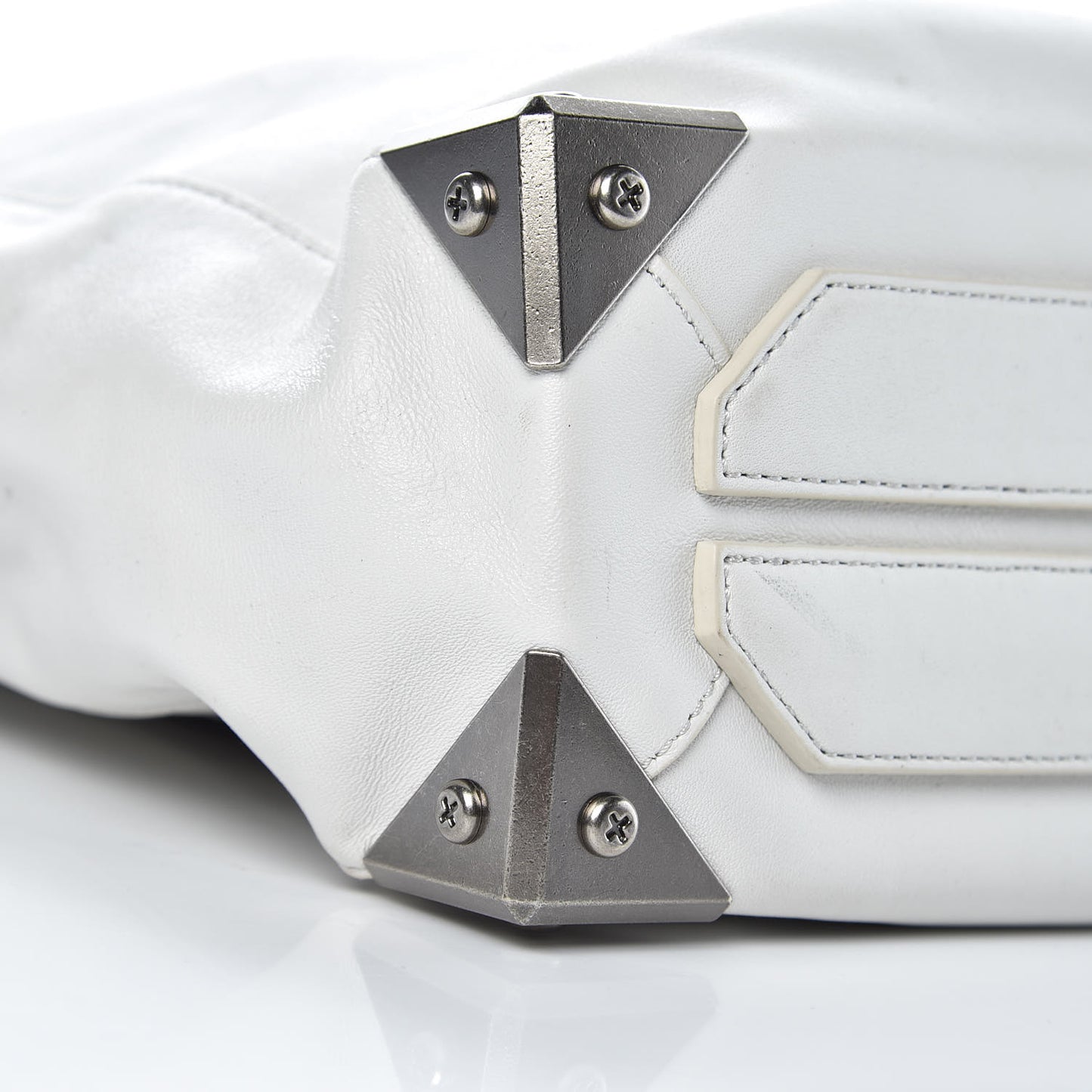 Pebbled Calfskin Prisma Skeletal Tote White
