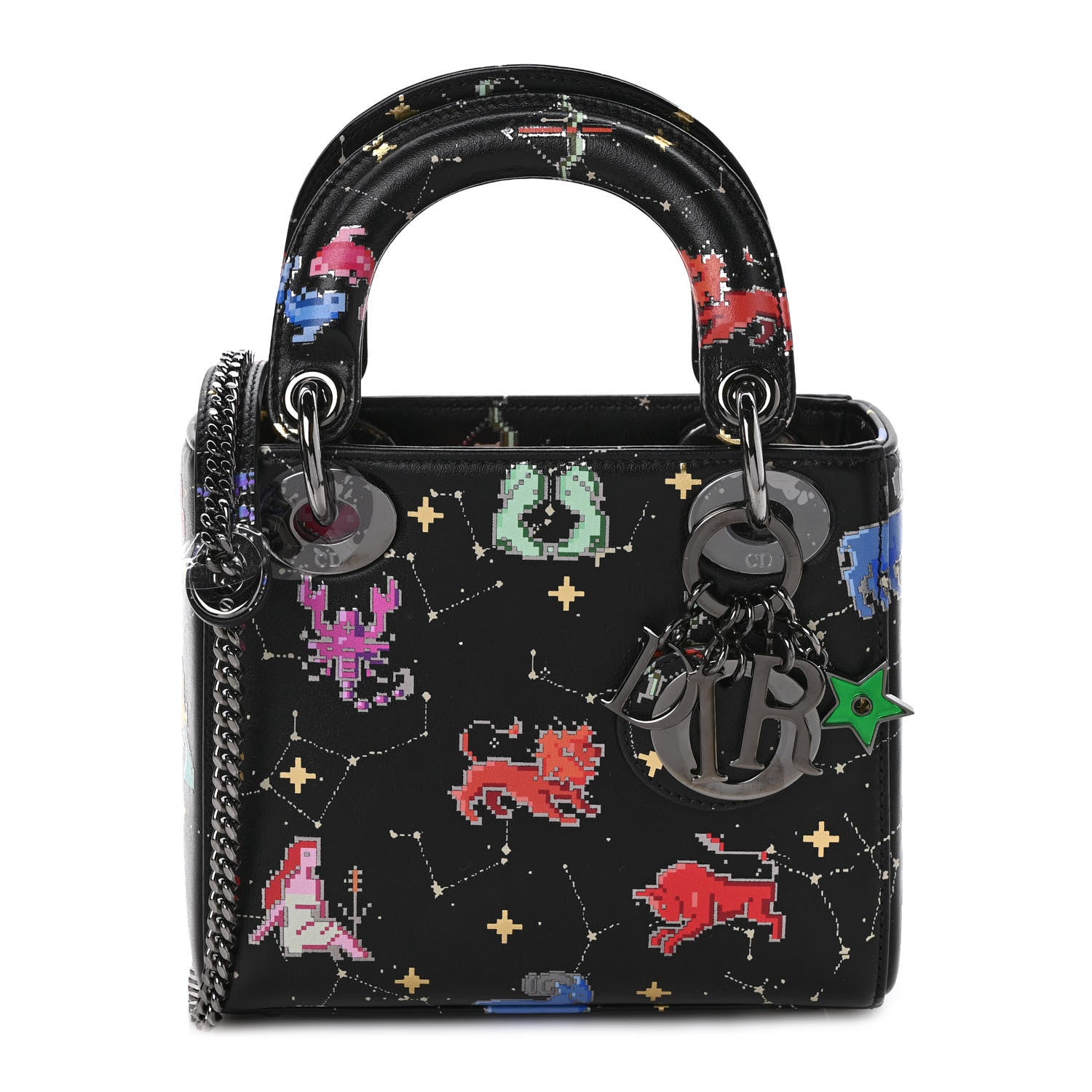 Christian Dior Calfskin Pixel Zodiac Mini Lady Dior Black Multicolor 1 of 8