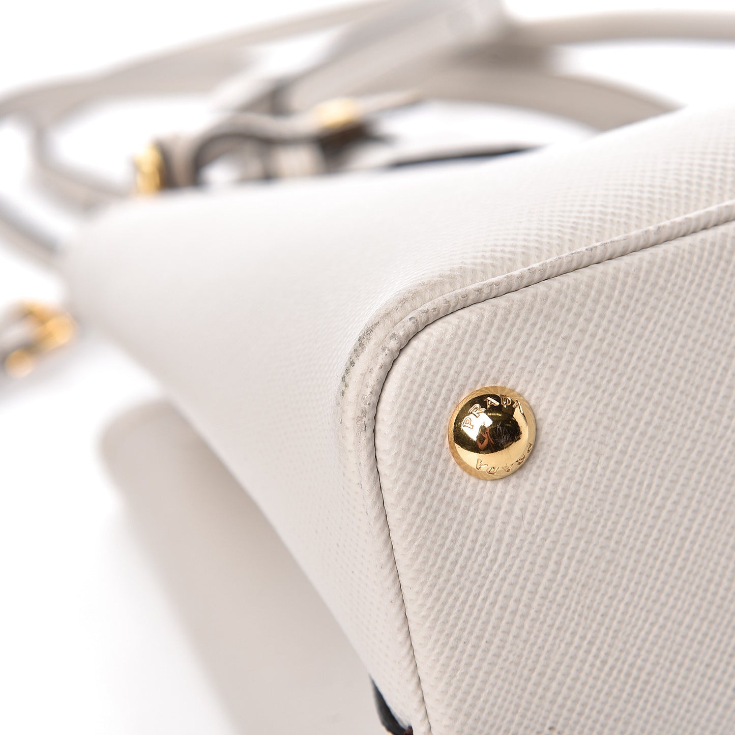 Saffiano Cuir Small Double Bag Talco Fuoco