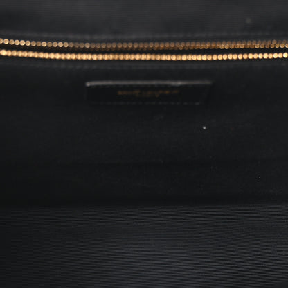 Saint Laurent Grain De Poudre Matelasse Chevron Large Monogram Satchel Black 5 of 10