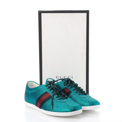 Gucci Glitter Fabric Web Studded Sneakers 9 Teal 12 of 12