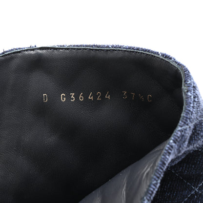 Chanel Denim Calfskin Quilted Lace Up Combat Boots 37.5 Blue 10 of 11