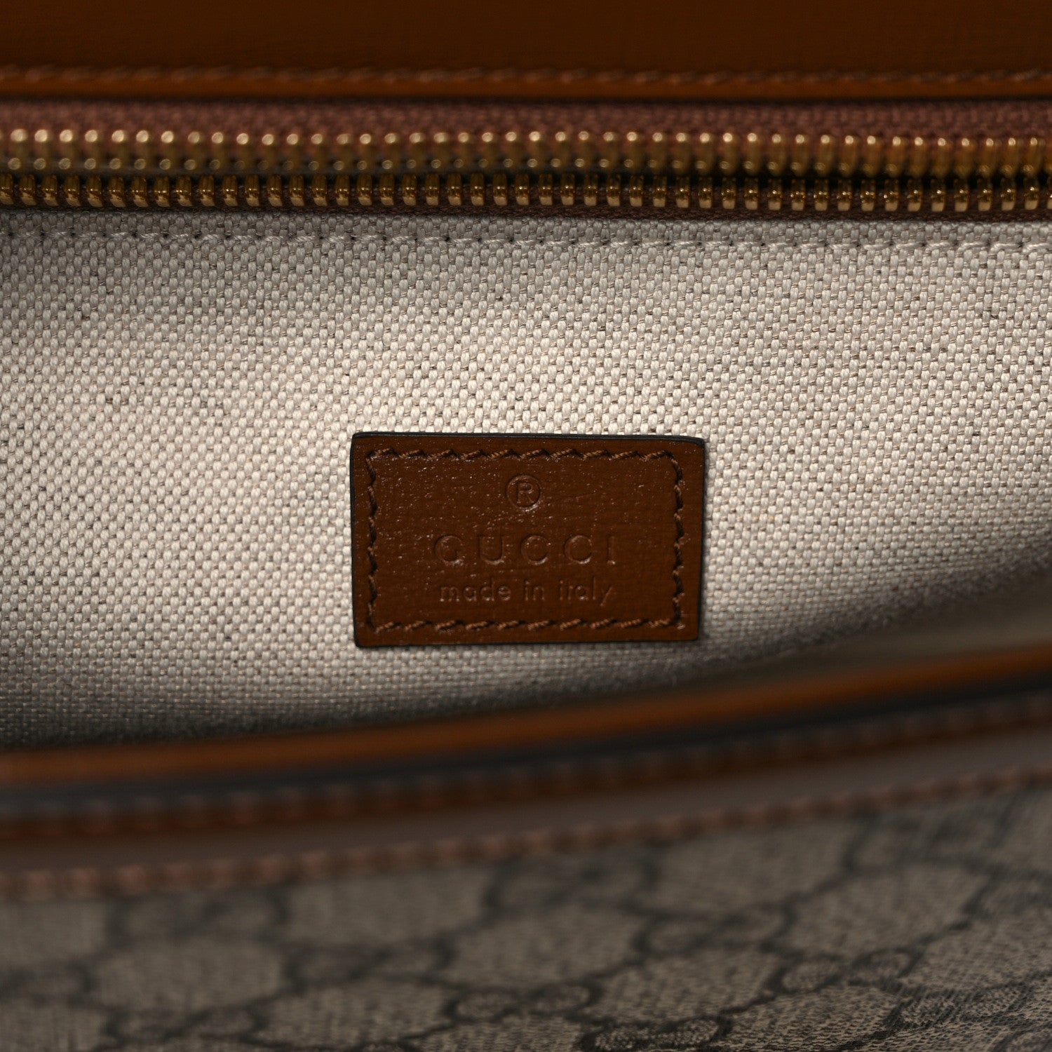 Gucci GG Supreme Monogram Azalea Calfskin Web Medium Horsebit 1955 Shoulder Bag Beige Ebony Brown Sugar 6 of 8