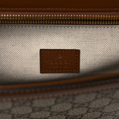 Gucci GG Supreme Monogram Azalea Calfskin Web Medium Horsebit 1955 Shoulder Bag Beige Ebony Brown Sugar 6 of 8