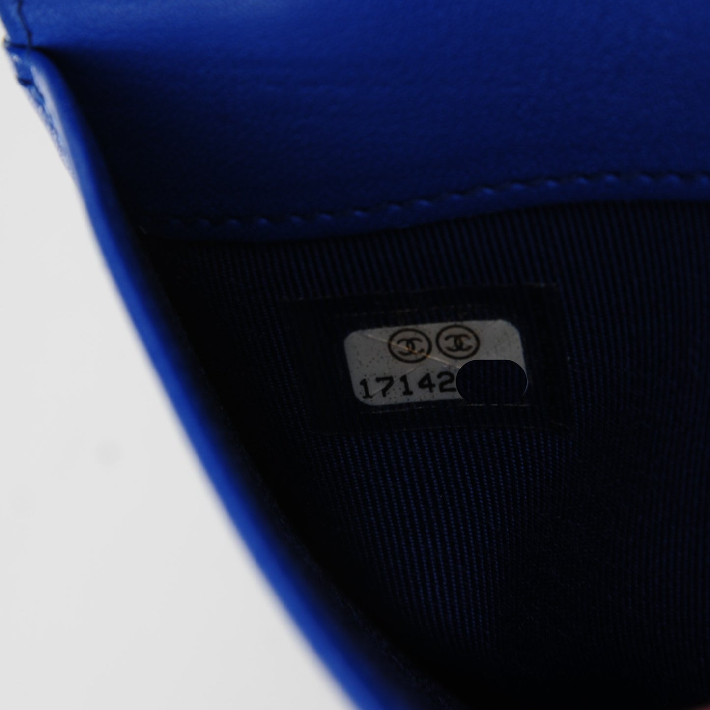 Patent Calfskin Quilted Yen Wallet Blue