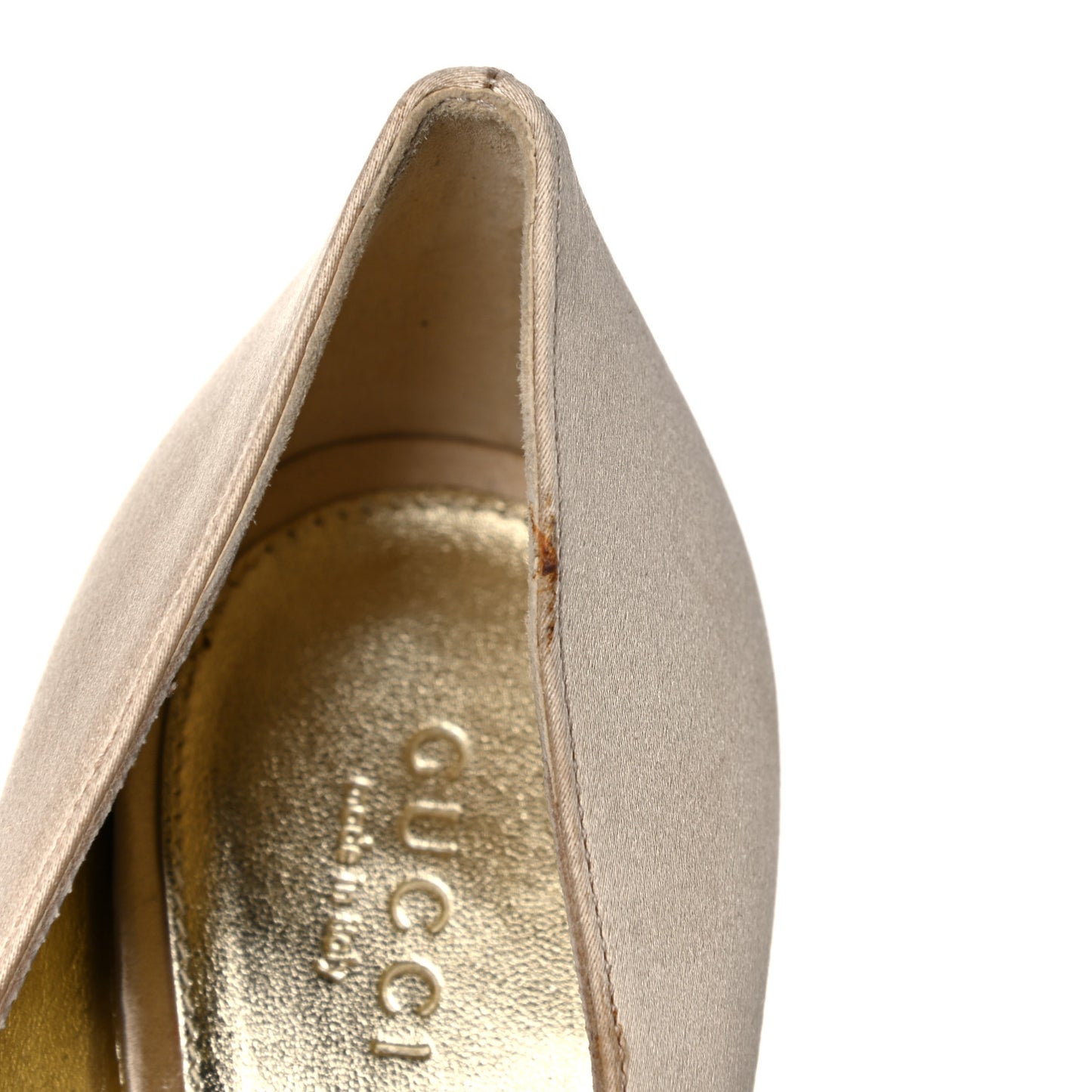 Satin Crystal Peep Toe Pumps 8 Champagne