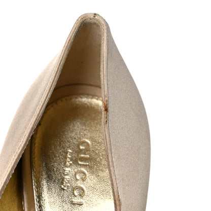 Gucci Satin Crystal Peep Toe Pumps 8 Champagne 10 of 19