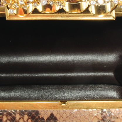 Alexander McQueen Python Pearl Knuckle-Duster Box Clutch Flesh Gold 6 of 8