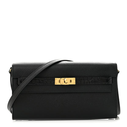 Hermes Epsom Matte Alligator Touch Kelly Wallet To Go Black 1 of 12